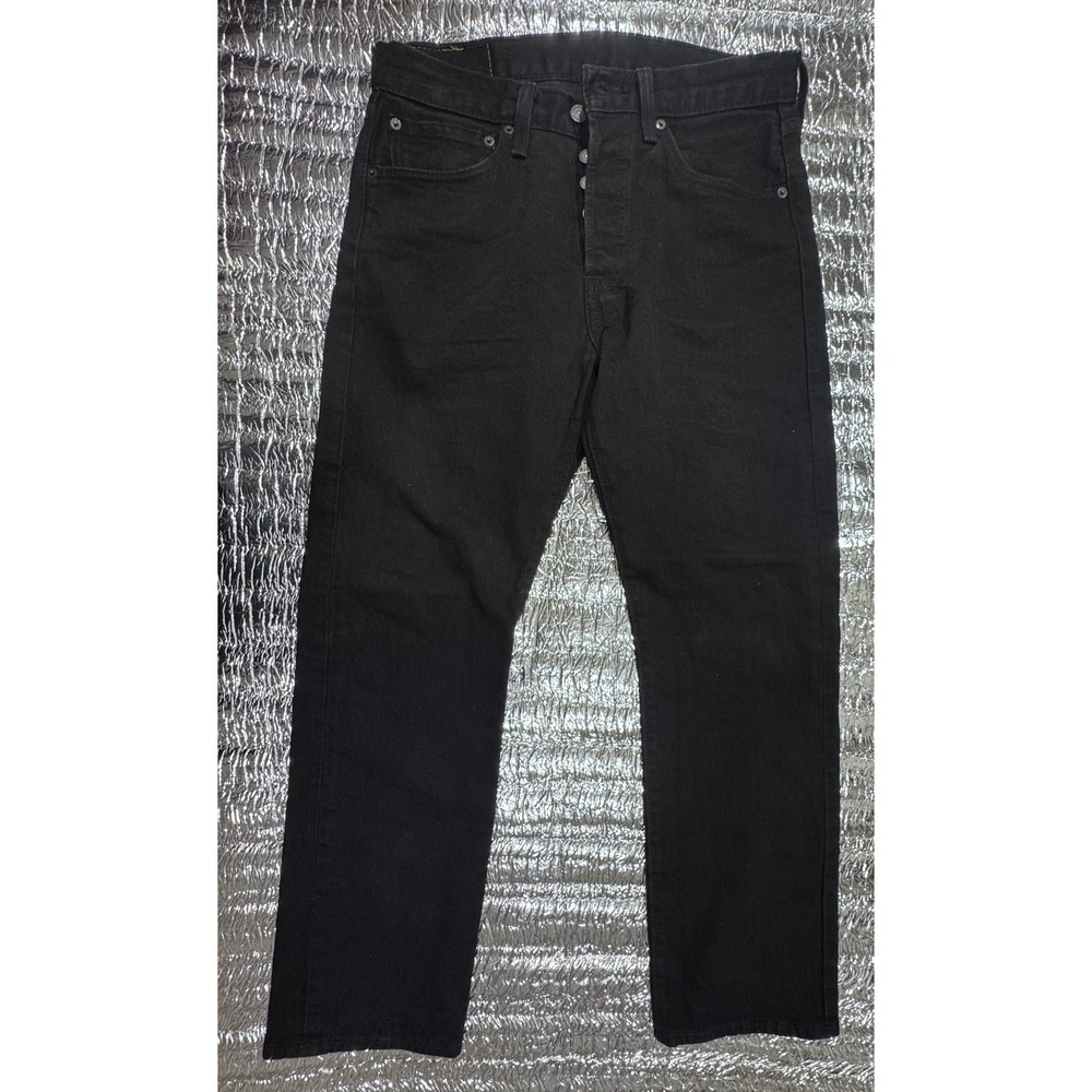 Levis 501 Original Fit Mens Black Denim Straight Leg Button Fly Jeans 31x30